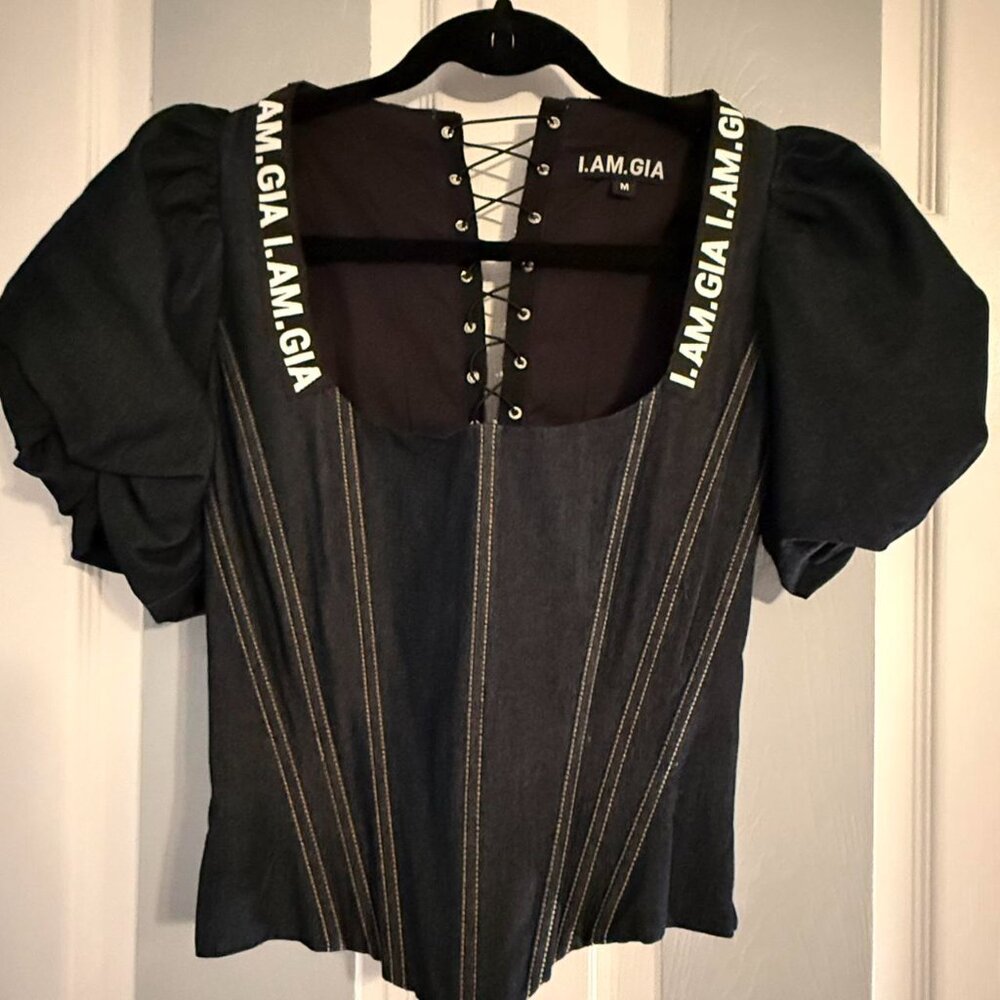 I.AM.GIA Chelsey Corset Denim Top - Picture 3 of 4
